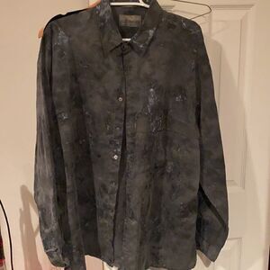 Vintage Sergio Valente Mens Button Front Shirt Gray Long Sleeves Barrel Cuff XL